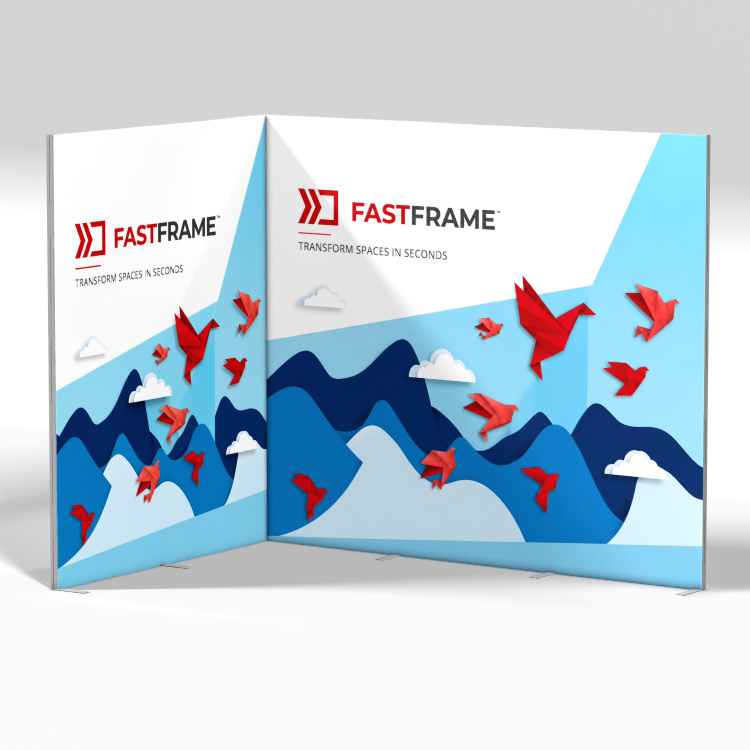 FastFrame 3m x 2m modular exhibition stand with back wall and one side return