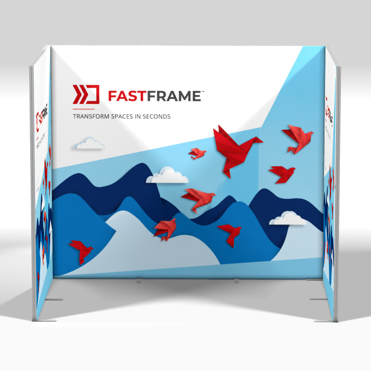 FastFrame 3m x 2m modular exhibition stand with back wall and two side returns