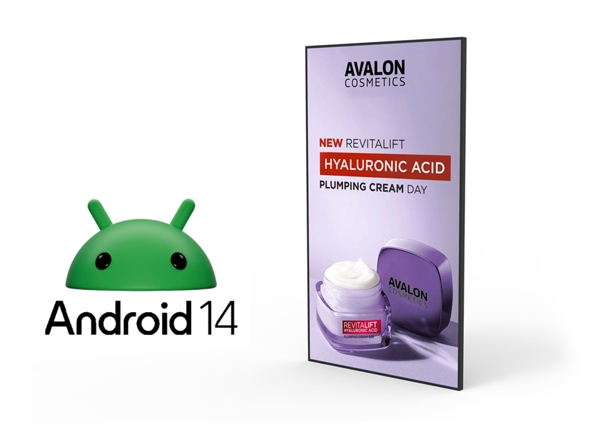 Integrated Android 14 media player for Vibrant Professional Advertising Displays