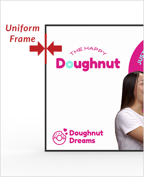Slim equal-width bezel around a Vibrant Professional Advertising Display