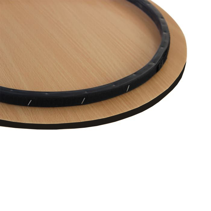 Underside of Basics Curved Counter tabletop showing recessed rebate and hook-and-loop fixing strip