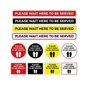 Social Distancing Coronavirus Floor Graphics and Stickers - Please wait here to be served