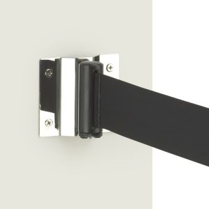 Retractable pedestrian barrier wall mounted receiving bracket