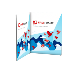 FastFrame 2m x 2m modular exhibition stand with back wall and side wall