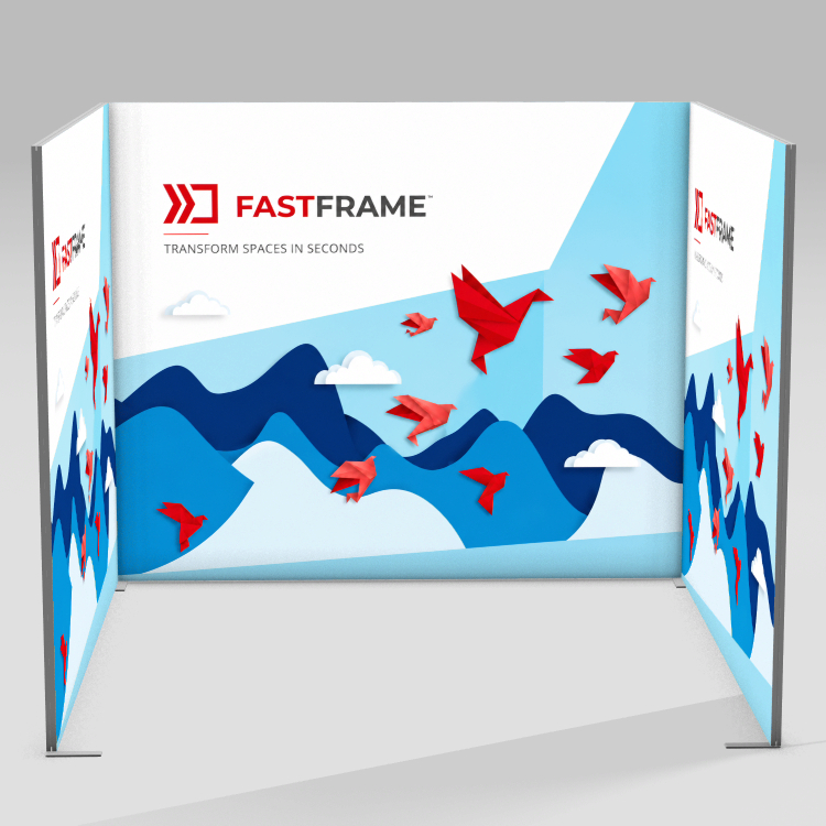 FastFrame 3m x 3m exhibition stand with back wall and two side returns