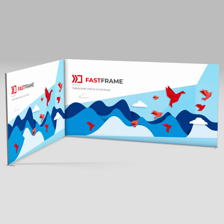 FastFrame 5m x 4m exhibition stand – back wall and one side wall