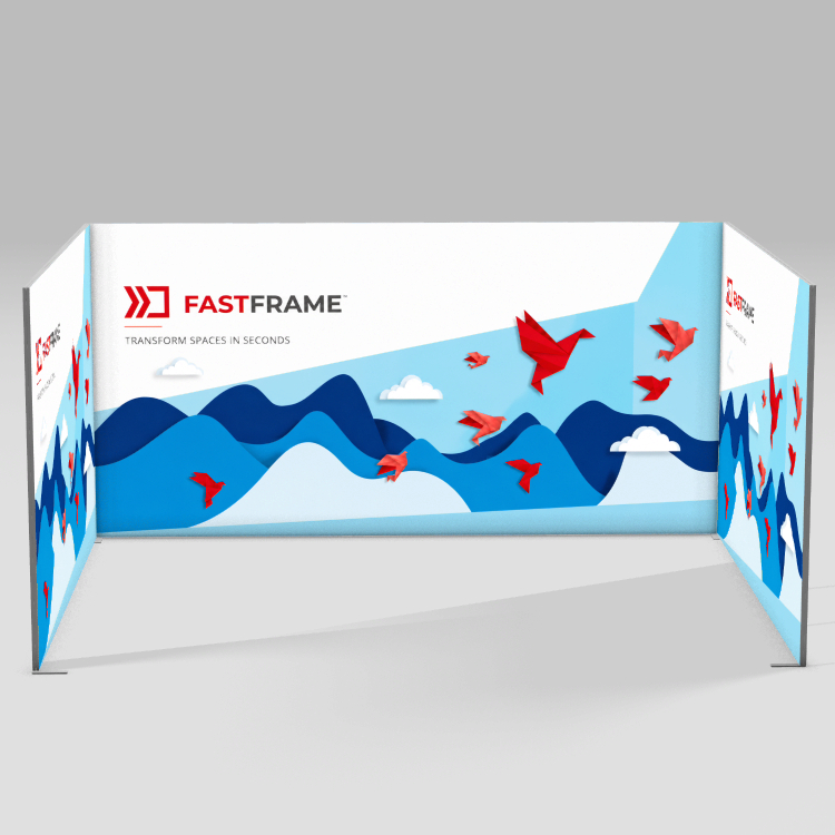 FastFrame 5m x 4m exhibition stand – back wall and two side walls