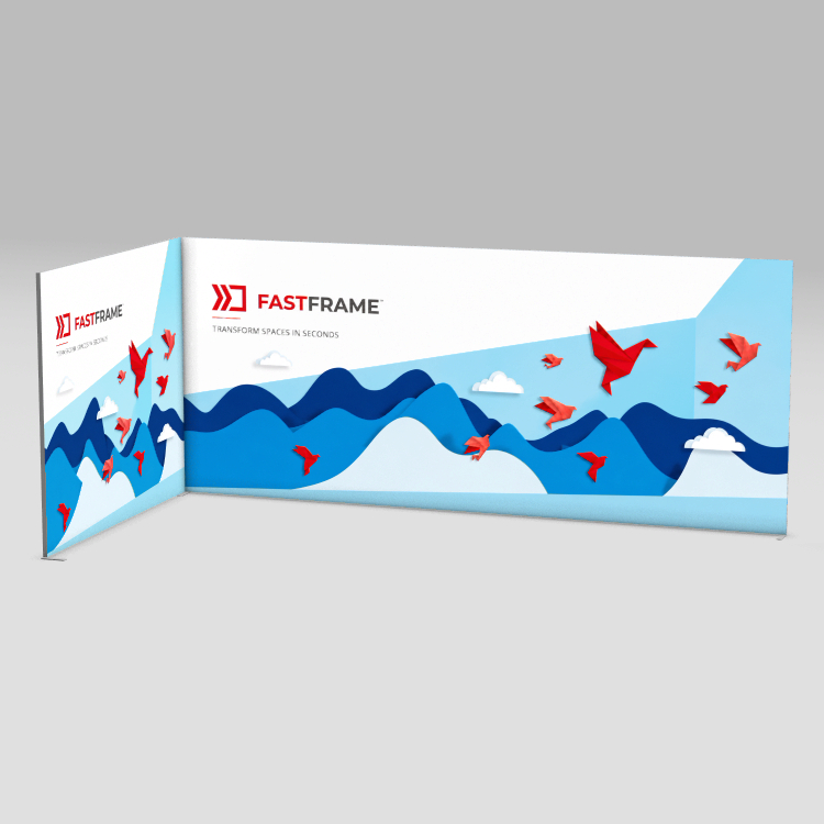 FastFrame 6m x 3m exhibition stand – back wall and one side wall