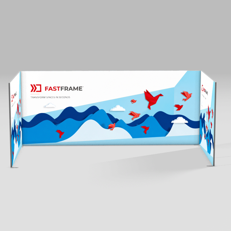 FastFrame 6m x 3m exhibition stand – back wall and two side walls