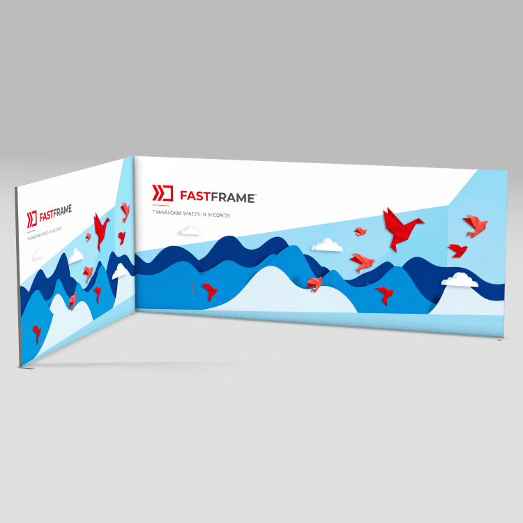 FastFrame 6m x 4m exhibition stand – back wall and one side wall