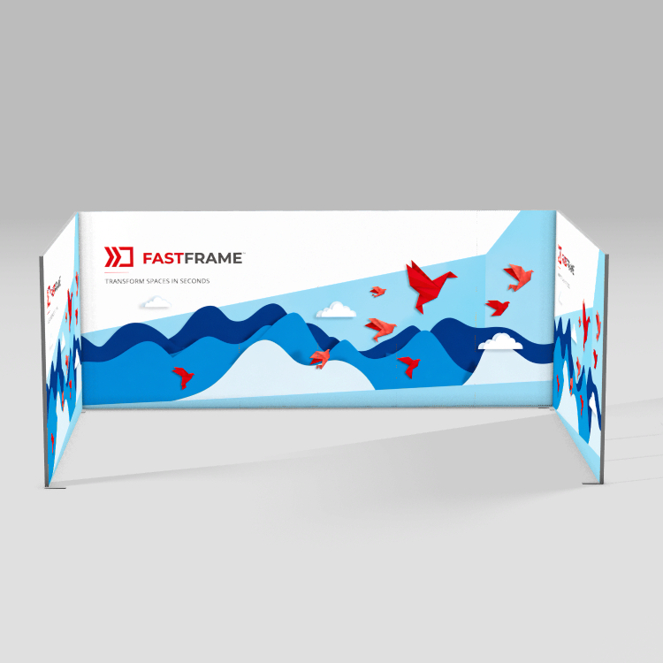 FastFrame 6m x 4m exhibition stand – back wall and two side walls