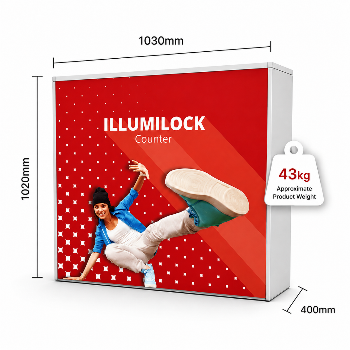 IllumiLOCK Counter dimensions and approximate weight
