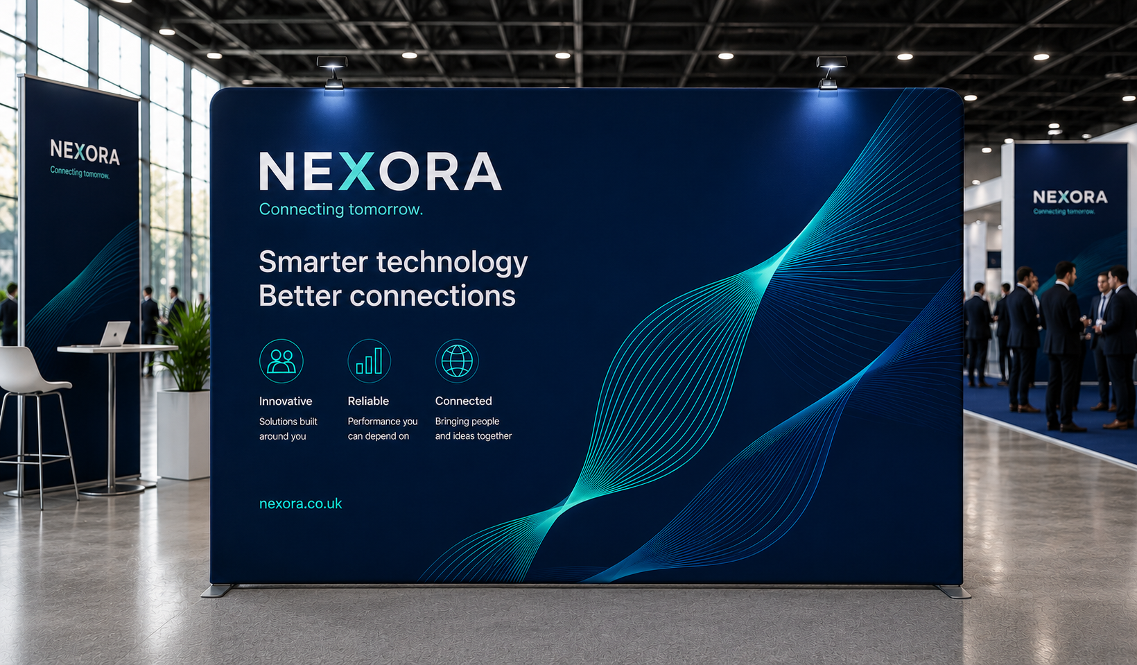 TEXStyle Straight Fabric Display Stand in an exhibition venue