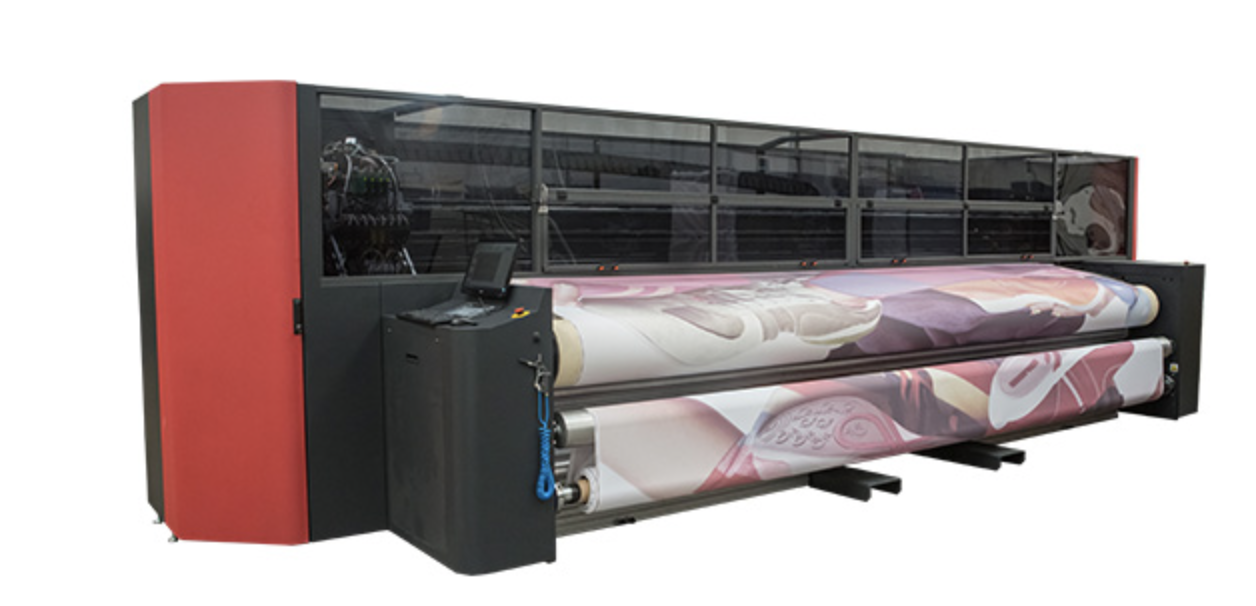 Image showing the fabrivu printer used for dye sublimation printing at Printdesigns 