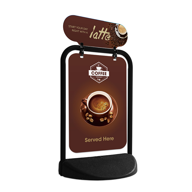 Eco Swinger pavement sign with optional tactical header panel