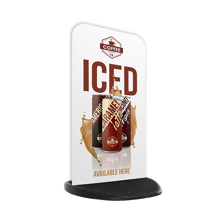 A picture of an Ecoflex 2 Pavelement Sign with a custom printed artwork design applied to it
