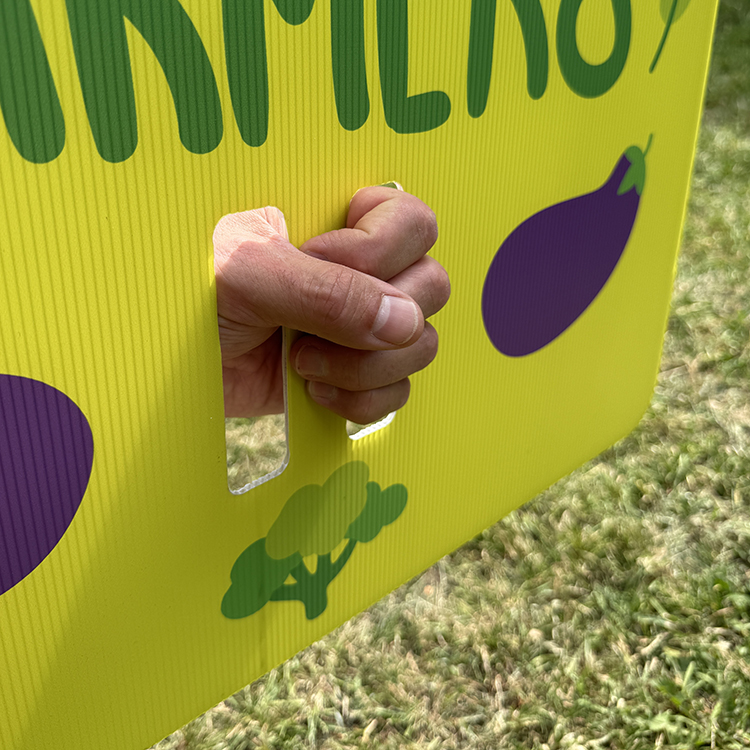 Hand Held Placard Sign - Picture shows the hand holes