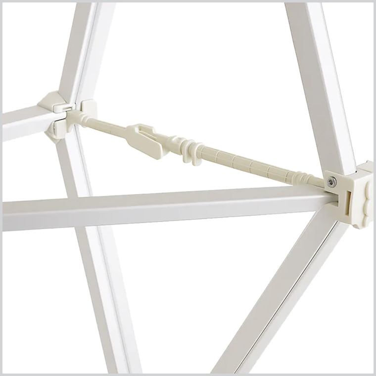 A picture showing the locking arms on the frame of the SEG Fabric Pop Up Stand