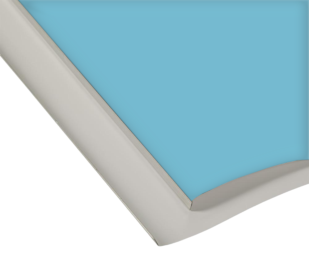 An image showing an unfurled printed graphic with the metal fixing rails in place as used on the wooden eco-friendly banner stand