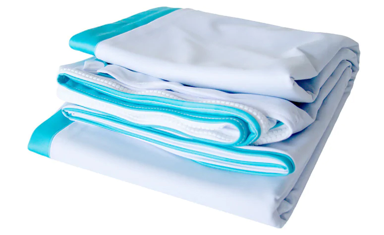 Formulate Curved Display Stand printed fabric folded up for transport