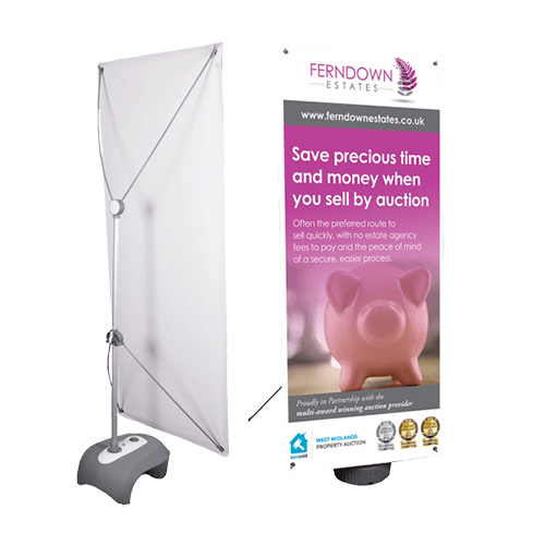 Outdoor tensioned x banner stand